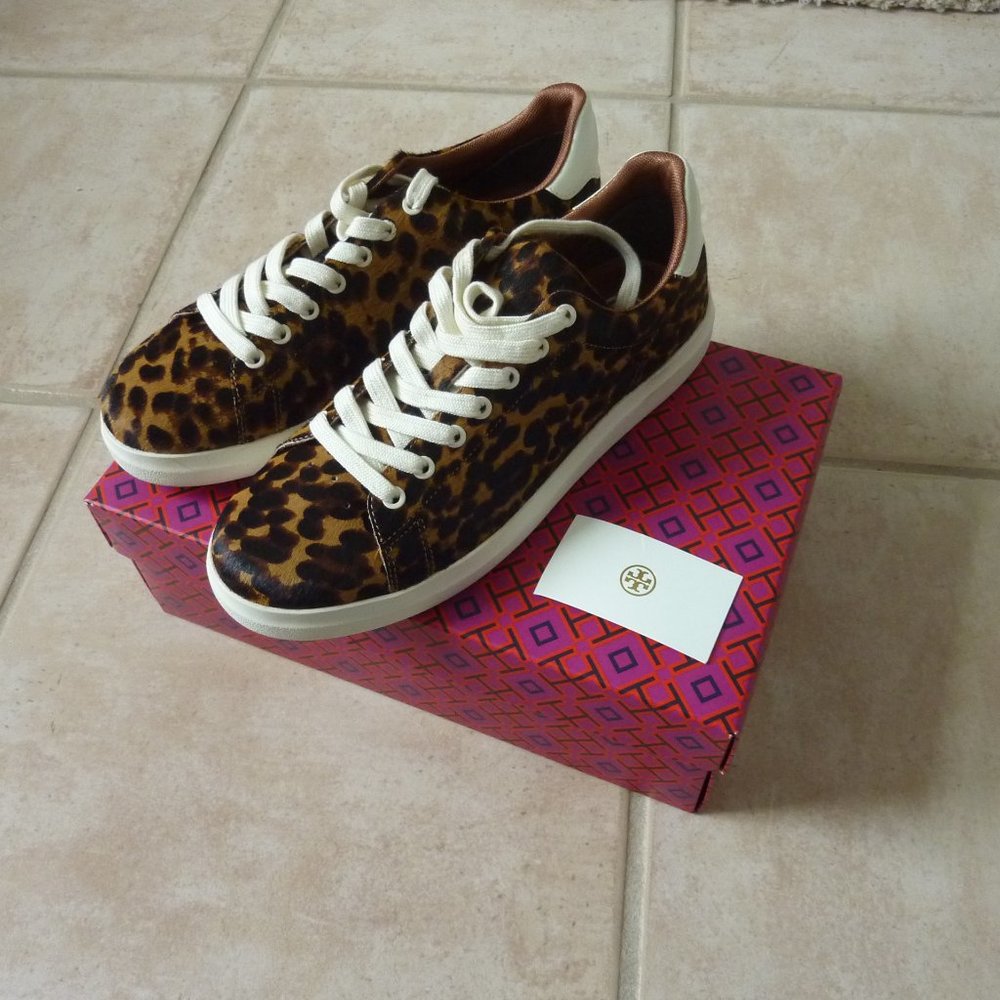 Tory Burch 'Howell' Leopard Pattern Court Sneakers